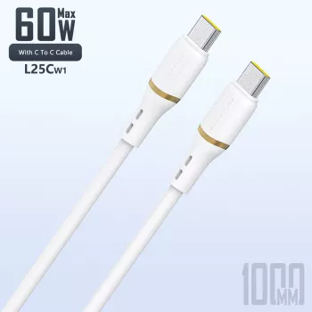 Dudao 1 m 60 W folyékony szilikon adatkábel USB-C - USB-C, fehér