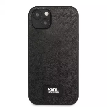 Karl Lagerfeld KLHCP13MSFMP2K kemény tok iPhone 13 / 14 / 15 készülékhez, Saffiano Plaque, fekete