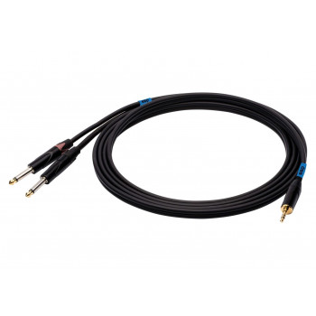 SSQ MIJM3 SS-1815 audio cable, 3.5 mm stereo jack to 2x 6.3 mm mono jack, 3 m, black