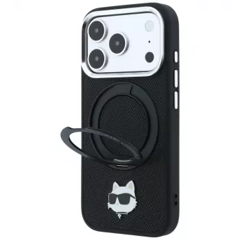 Karl Lagerfeld KF003216 Ring Stand 360 Choupette Head Pin MagSafe tok iPhone 18 Pro Max / 17 Pro Max készülékhez, fekete