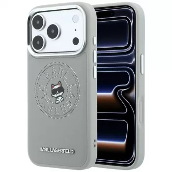 Karl Lagerfeld KF003302 Point & Choupette Sketch MagSafe tok iPhone 18 Pro Max / 17 Pro Max készülékhez, szürke