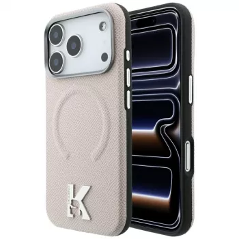 Karl Lagerfeld Grained Embossed Ring & Kameo Logo MagSafe tok iPhone 18 Pro Max / 17 Pro Max készülékhez, bézs