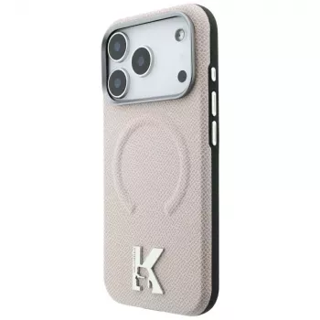Karl Lagerfeld Grained Embossed Ring & Kameo Logo MagSafe tok iPhone 18 Pro Max / 17 Pro Max készülékhez, bézs