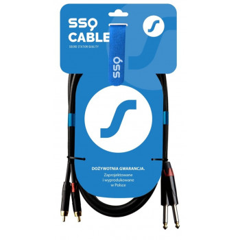 SSQ RCAJM2 SS-1428 audio cable, 2x RCA – 2x 6.3 mm mono jack, 2 m, black