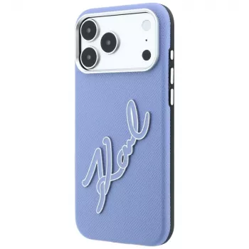 Karl Lagerfeld Smooth Big Resin Signature Logo tok iPhone 18 Pro Max / 17 Pro Max készülékhez, kék
