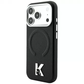 Karl Lagerfeld KF003258 Grained Embossed Ring & Kameo Logo MagSafe tok iPhone 18 Pro Max / 17 Pro Max, fekete