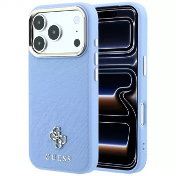 Guess GUE005536 Saffiano Small 4G & Classic Logo MagSafe tok iPhone 18 Pro Max / 17 Pro Max, világoskék