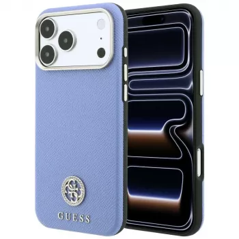 Guess GUE005539 Grained Round Strass Logo MagSafe tok iPhone 18 Pro / 17 Pro, kék