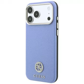 Guess GUE005539 Grained Round Strass Logo MagSafe tok iPhone 18 Pro / 17 Pro, kék