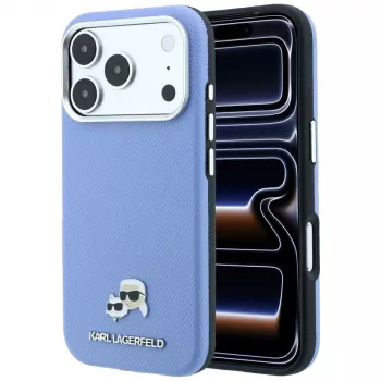 Karl Lagerfeld KLHMP18L6PSKCHLB hátlap PU Grained Semi Wrap K&CH Heads MagSafe iPhone 17 Pro / 18 Pro, kék