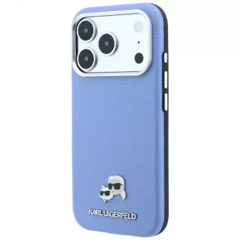 Karl Lagerfeld KLHMP18L6PSKCHLB hátlap PU Grained Semi Wrap K&CH Heads MagSafe iPhone 17 Pro / 18 Pro, kék