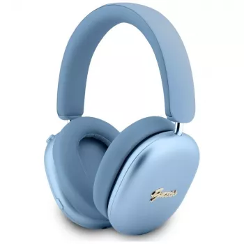 Guess Metallic Effect Metal Script Logo on-ear fejhallgató, Bluetooth, ENC, kék