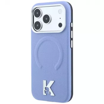 Karl Lagerfeld KF003259 Grained Embossed Ring & Kameo Logo MagSafe tok iPhone 18 Pro / 17 Pro-hoz, világoskék