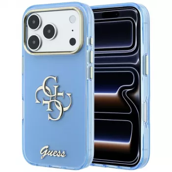 Guess IML 4G Script Metal tok iPhone 18 Pro Max / 17 Pro Max-hoz, világoskék