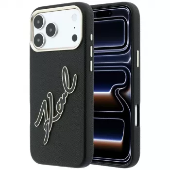 Karl Lagerfeld KF003312 Smooth Big Resin Signature Logo tok iPhone 18 Pro Max / 17 Pro Max-hoz, fekete