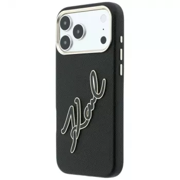Karl Lagerfeld KF003312 Smooth Big Resin Signature Logo tok iPhone 18 Pro Max / 17 Pro Max-hoz, fekete