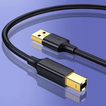 Ugreen US135 USB-2.0-A-B nyomtatókábel, aranyozott, 1 m, fekete