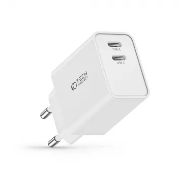 Tech-Protect C35W 2 portos hálózati töltő, PD 35 W, fehér