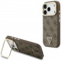 Guess 4G PU Triangle Logo & Stand Camera MagSafe tok Apple iPhone 18 Pro Max / 17 Pro Max készülékhez, barna
