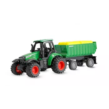 Amewi fém traktor utánfutóval, 1:64, RTR, zöld