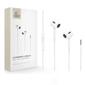 Tech-Protect Ultraboost Core G2 Mini Jack 3.5 mm Wired Earphones, White