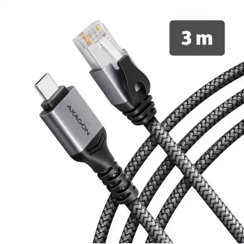 Goobay AXAGON ADE-CM30 USB-C Gigabit Ethernet adapter beépített 3 m CAT6 kábellel, RJ-45