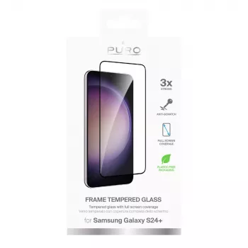 PURO Frame üvegfólia fekete kerettel Samsung Galaxy S25+ / S24+ készülékhez