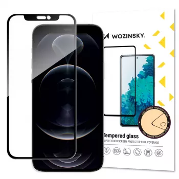 Wozinsky Super Tough Full Glue edzettüveg Case Friendly kerettel iPhone 14 Plus / 13 Pro Max készülékhez, fekete