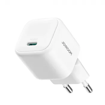 Joyroom TCG08 (JR-TCG08) GaN utazó töltő, USB-C, 20W, PD 3.0, QC 3.0, fehér