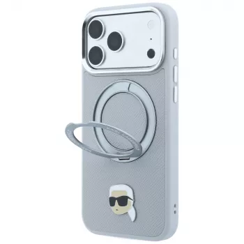 Karl Lagerfeld with Ring Stand 360 Karl Head Pin MagSafe tok Apple iPhone 18 Pro / 17 Pro készülékhez, szürke (KF003235)