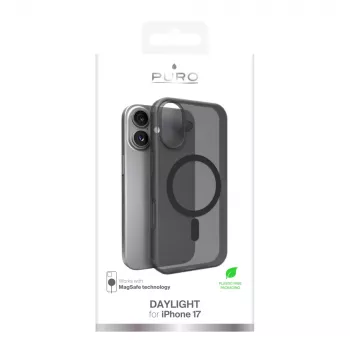 Puro Daylight MagSafe-kompatibilis szilikon tok iPhone 17 készülékhez, áttetsző fekete