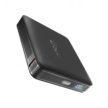 SBS HD 10W 5000mAh USB-C powerbank LCD-kijelzővel, fekete