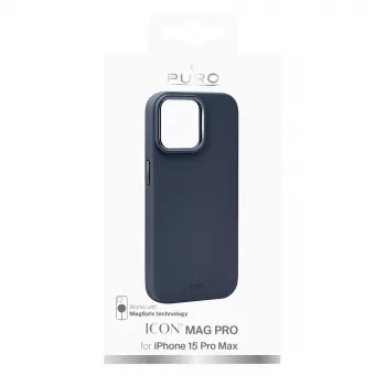 Puro Icon Mag Pro MagSafe szilikon tok Apple iPhone 15 Pro Max-hoz, Dark Blue