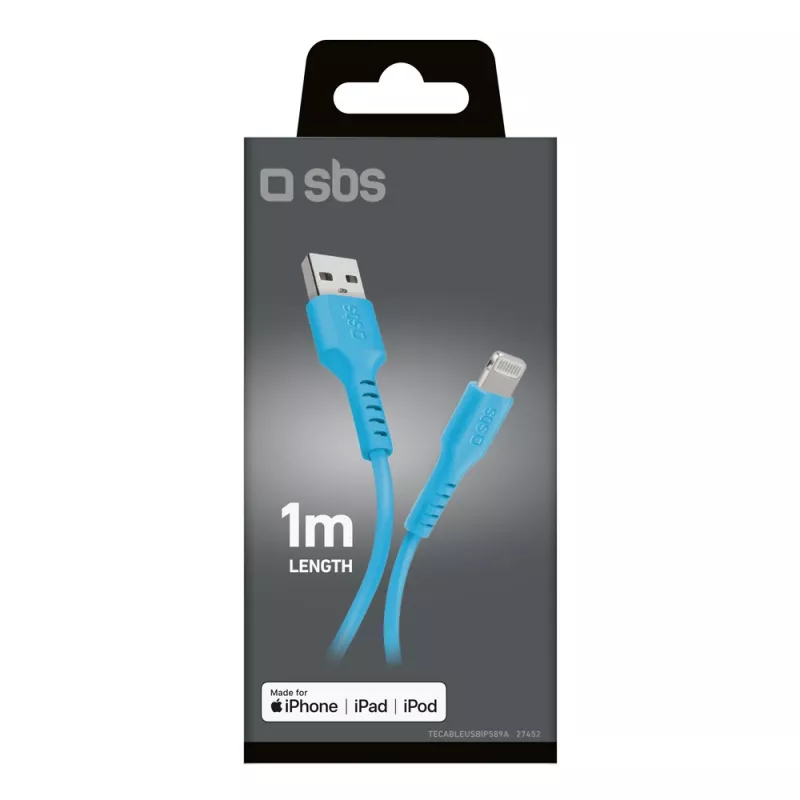 SBS TECABLEUSBIP589A USB-A–Lightning kábel, 1 m, kék