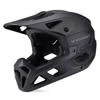 Wozinsky full-face kerékpáros sisak levehető napellenzővel, 60-62 cm, fekete