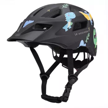 Wozinsky gyerek MTB kerékpáros sisak levehető napellenzővel, XS méret (48-52 cm), fekete