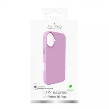 Puro Icon Mag Pro MagSafe szilikon tok iPhone 16 Plus-hoz, rózsaszín