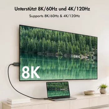Logilink CUA0130 USB 3.2 Gen2 Type-C kábel, C/M–DP/M, 8K/60 Hz, nylon, fém, fekete, 1 m