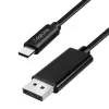 Logilink CUA0131 USB 3.2 Gen2 Type-C kábel, C/M–DP/M, 8K/60 Hz, nylon, fém, fekete, 2 m