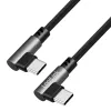 LogiLink CU0463 USB 2.0 Type-C kábel, C/M 90°–C/M 90°, 480 Mbps, 100 W, fém, ezüst/fekete, 3 m