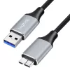 Logilink CU0290 USB 3.0 kábel, A/M–Micro-USB/M, 5 Gbps, nejlon, fém, fekete/ezüst, 1 m