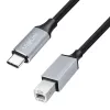 Logilink CU0516 USB 2.0 Type-C kábel, C/M–B/M, 480 Mbps, nejlon, fém, fekete/ezüst, 3 m