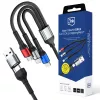 3MK Hyper Cable N-SERIES 6in1 USB-C / USB-A – USB-C / MicroUSB / Lightning kábel, QC 3.0, 18 W (9 V / 2 A), 1,2 m, fekete