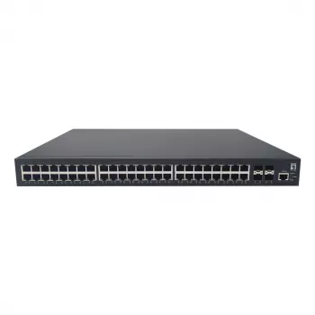 LevelOne GTP-5271DP menedzselt L3 PoE+ switch, 48 x Gigabit PoE, 4 x 10G SFP, 400 W, 19