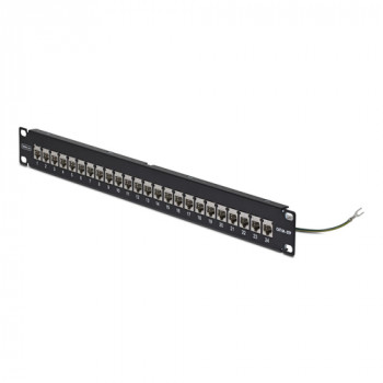 StarTech.com C6APANELSTP241UFT 24-Port 1U Feed-Through Patch Panel, shielded Cat6a, RJ45, 19", black