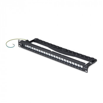 StarTech.com C6PANELSTP241U 24-Port 1U Blank Keystone Patch Panel with Cable Management Bar, 48.3 cm, CAT6A, black