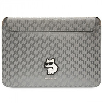 Karl Lagerfeld KLCS14SAKHPCG Laptop Sleeve for 14 inch, silver, Saffiano Monogram Choupette