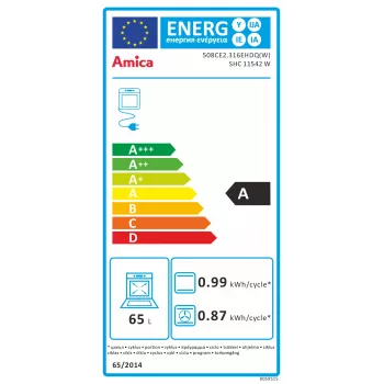 Amica SHC11542W Freestanding Electric Cooker 50cm Glass-Ceramic Hob 65L Oven 9 Functions White