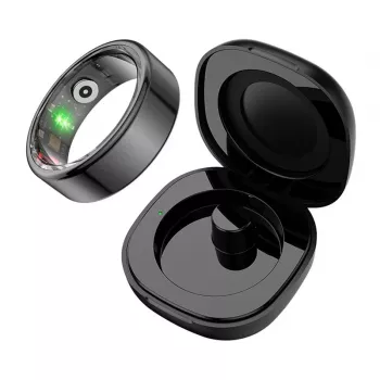 COLMI R02 Smart Ring, Size 9, 18.9 mm (Black) + Charging Case